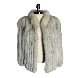 Authentic SAGA FOX Fox Fur Coat Outerwear Color White Size S Women's